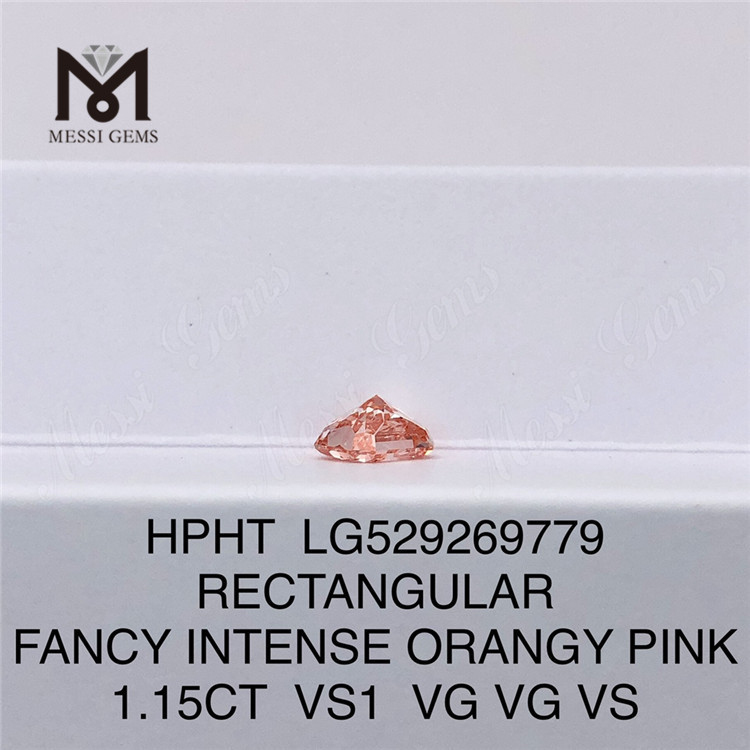 1,15 CT RECHTECKIGER FANCY INTENSE ORANGY PINK VS1 Labordiamant HPHT LG529269779
