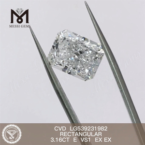 3,16 ct E 3 ct billiger synthetischer Diamant RECHTECKIGER weißer loser Labordiamant zum Neupreis
