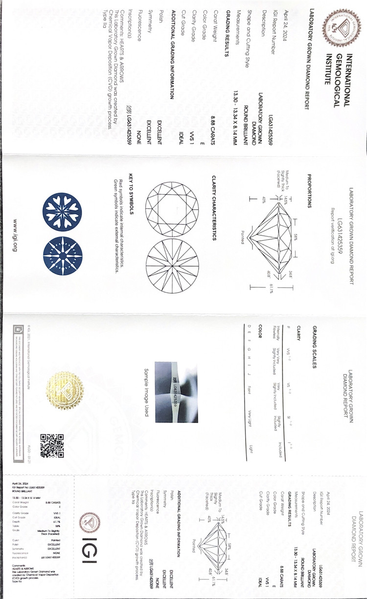 8ct runde Labordiamanten