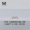 5,06 CT EM H VS1, erschwingliche, im Labor hergestellte Diamanten, IGI-zertifizierter nachhaltiger Luxus, Messigems CVD LG606331485