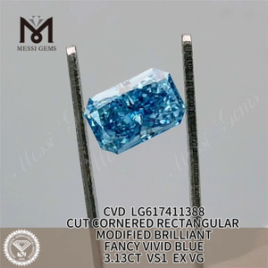 3,13 CT VS1 EX VG RECTANGULAR FANCY VIVID BLUE CVD IGI-Labor erstellte Diamanten LG617411388丨Messigems