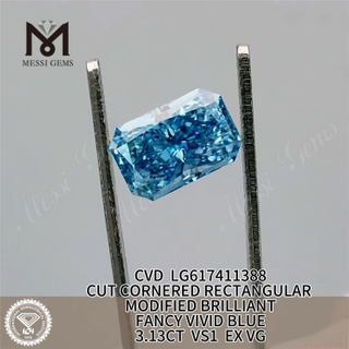 3,13 CT VS1 EX VG RECTANGULAR FANCY VIVID BLUE CVD IGI-Labor erstellte Diamanten LG617411388丨Messigems