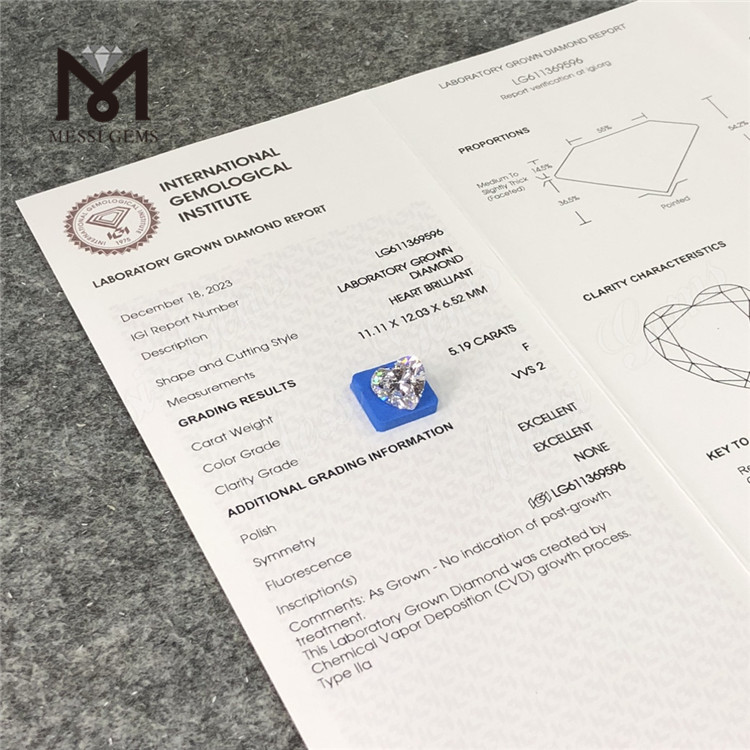 5,19 CT F HS VVS2 CVD, bester Preis für im Labor gezüchtete Diamanten LG611369596丨Messigems