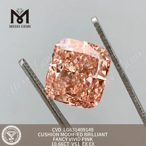 10,66 ct vs. 1 im Labor gezüchteter Diamant Fancy Vivid Pink Cushion Modifizierter brillanter CVD-Diamant 丨Messigems LG631409149