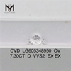 7,30 CT Diamond Lab OV VVS2 D Farbe CVD LG605348950丨Messigems