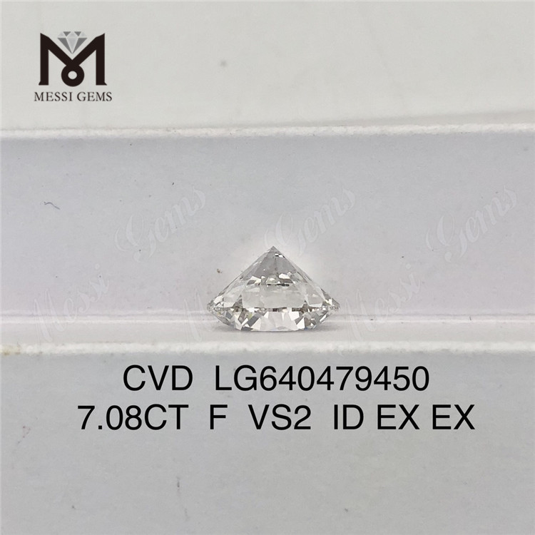 7,08 CT F VS2 ID, große, im Labor hergestellte Diamanten, CVD LG640479450丨Messigems 