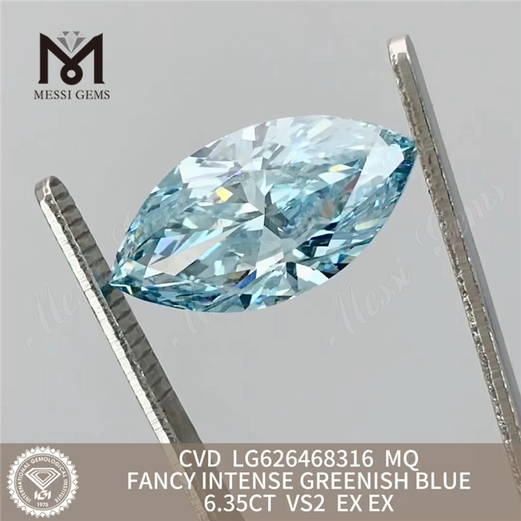 6,35 CT FANCY INTENSE GREENISH Blau gewachsene Diamanten MQ CVD LG626468316丨Messigems