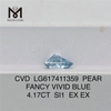 4,17 ct PEAR FANCY VIVID BLUE SI1 CVD 4 ct Fabrikdiamanten LG617411359