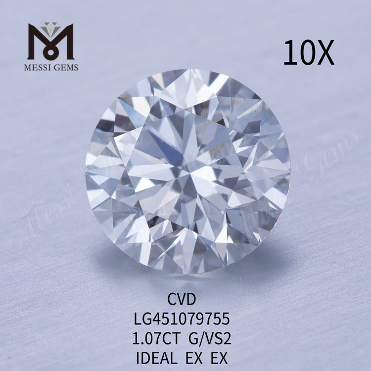 1,07 Karat CVD G VS2 IDEAL Runde, brillante, im Labor hergestellte Diamanten