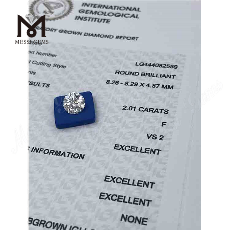 2,01 Karat F VS2 EX-Schliff, runder künstlicher Diamant