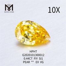 0,44 ct FVY SI1 EX Synthetischer gelber Diamant im Birnenschliff