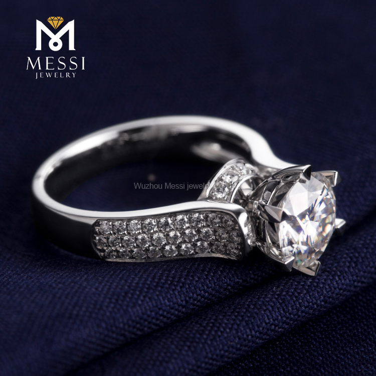 Moissanite-Diamantringe mit sechs Krallen, besetzt mit 18 Karat Weißgold, Schmuckring für Männer und Frauen, Verlobung, Hochzeit
