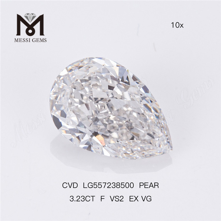 3,23 CT F VS2 EX VG CVD PEAR, im Labor gezüchteter Diamant von hoher Qualität