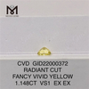 GID22000372 1,148 CT CVD RADIANT CUT FANCY VIVID YELLOW VS1 EX EX Synthetische Diamanten zum Großhandelspreis
