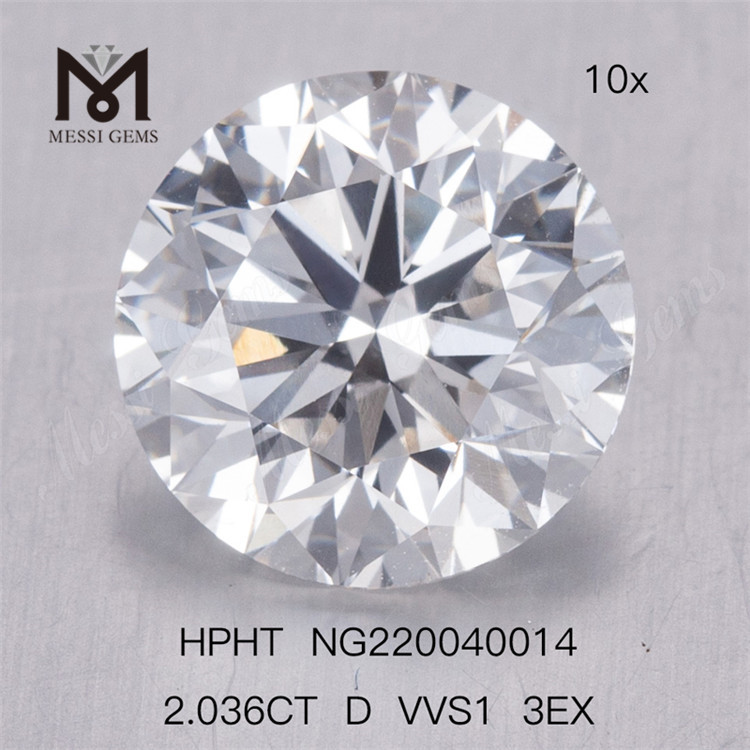 2,036 CT HPHT-Labordiamant D VVS1 3EX runder Labordiamant