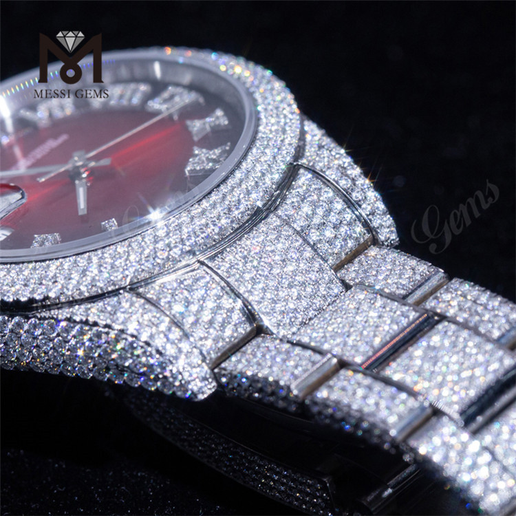 Maßgeschneiderte Uhr, individuelles Design, luxuriöse Herrenuhr DEF Vvs Moissanit-Uhr