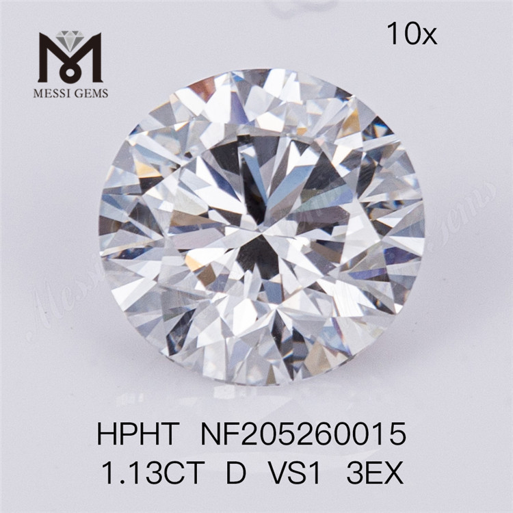 1,13 ct D VS1, loser synthetischer runder HPHT 3EX-Diamant im Brillantschliff für Ring