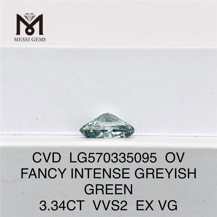 3,34 CT OV FANCY INTENSE GREYISH GREEN VVS2 EX VG im Labor gezüchteter Diamant CVD LG570335095