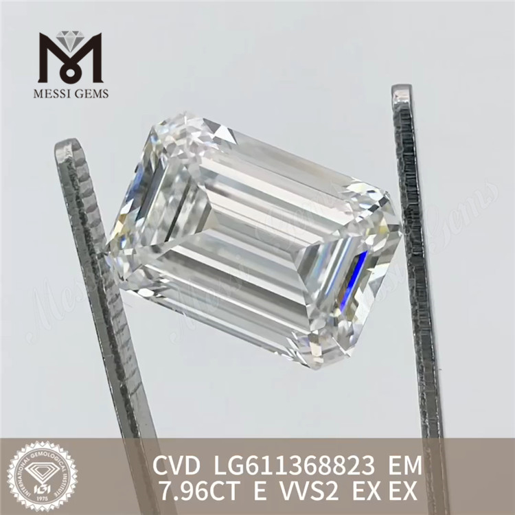 7,96 CT E VVS2 Smaragdschliff, Diamantlabor CVD LG611368823丨Messigems 