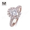 Modischer ovaler Diamant-Verlobungsring im Halo-Stil aus 14 Karat Roségold mit 2 Karat