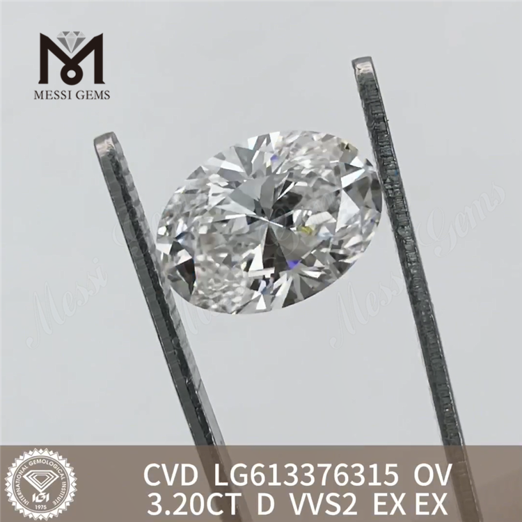 3,20 CT D VVS2 CVD 3ct ovaler, im Labor hergestellter Diamant LG613376315 丨Messigems