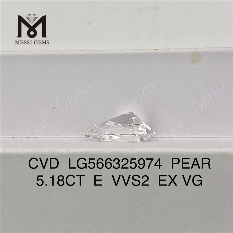 5,18 CT simulierter Diamant im Birnenschliff E VVS2 EX VG CVD LG566325974丨Messigems 