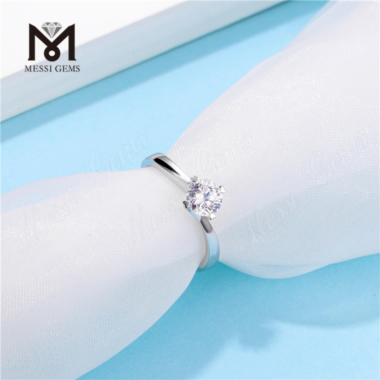 Messi Jewelry minimalistische 1 Karat Moissanite-Diamant-Hochzeitsringe aus 925er Sterlingsilber
