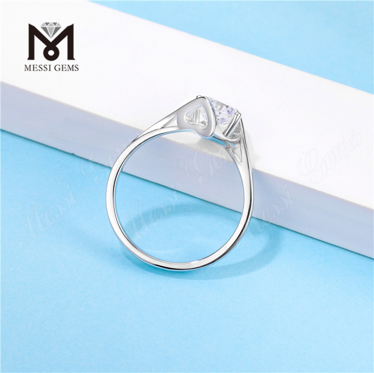 Messi Gems Einfacher DEF-Moissanit-Ring mit 1-3 Karat aus Sterlingsilber 925 Damen-Silberring zum täglichen Tragen