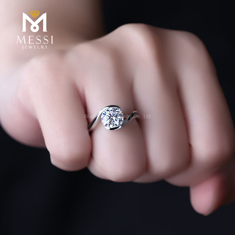 Moissanit-Verlobungsringe 18 Karat Gold 2 Karat Moissanit-Ringe für Mädchen