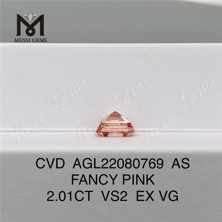 2,01 CT Asscher-Schliff FANCY PINK VS2 EX VG CVD-Labordiamant AGL22080769