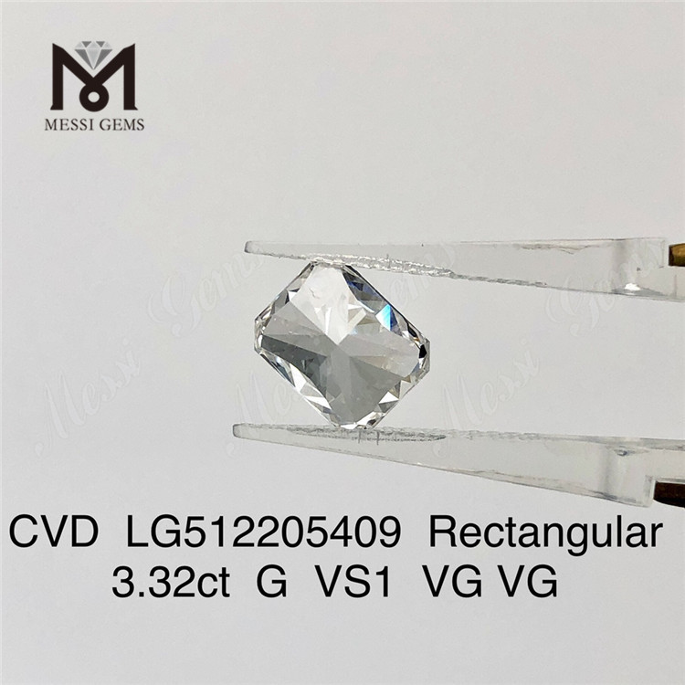 3,32 CT G VS cvd Lab Grown Diamond RECTANGULAR IGI-Zertifikat Labordiamant
