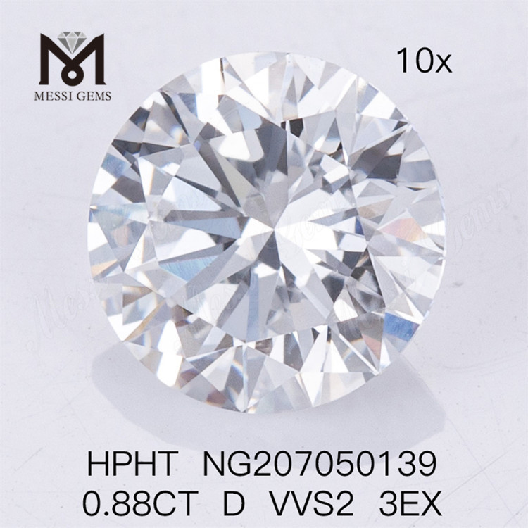  0,88 CT D VVS2 3EX Labordiamant HPHT Künstlicher Diamant