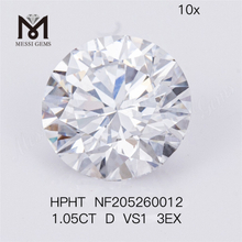 1,05 ct Rundschliff D VS1 3EX synthetischer Labordiamant HPHT