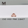 2,064 ct rosafarbener, im Labor gezüchteter Diamant, Lieferanten, CVD-synthetischer rosafarbener Diamant, Großhandelspreis