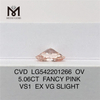 5,06 ct vs1 EX VG Leicht ausgefallene rosa Farbe. Hochwertiger, im Labor gezüchteter Diamant 