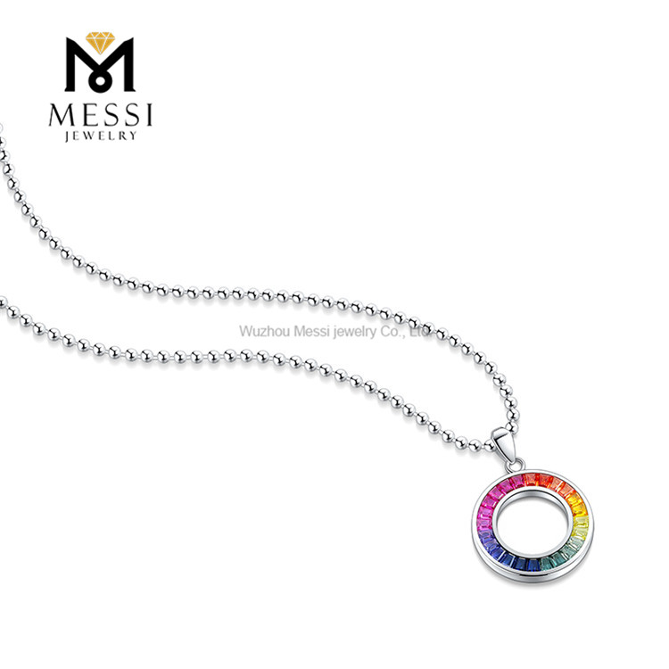 Modeschmuck Regenbogen leerer Kreis Lab Grown Diamond Halskette für Frauen