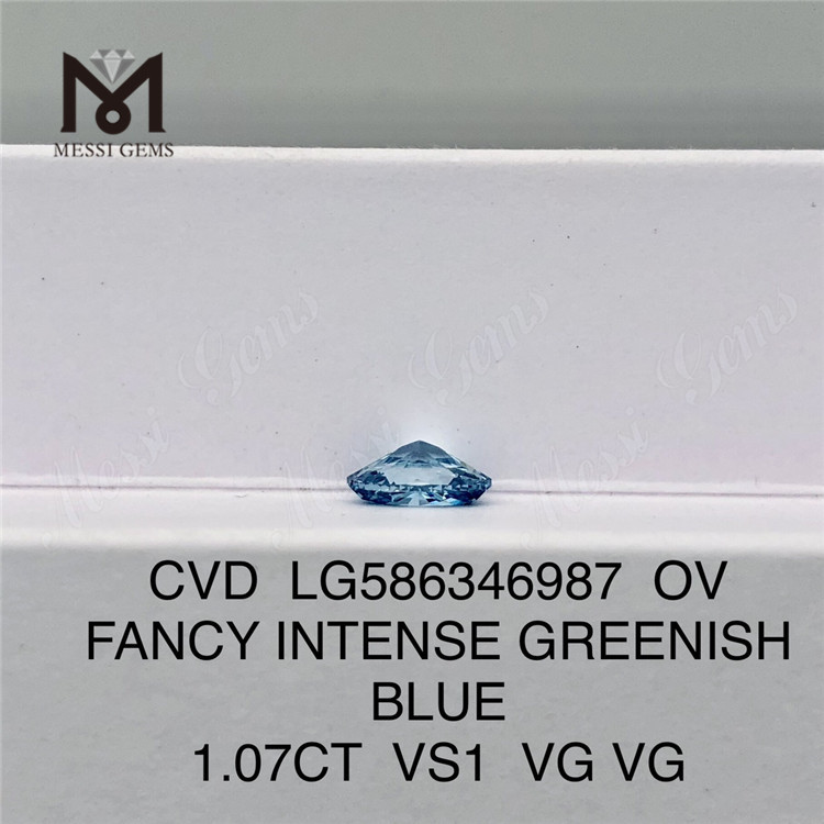 1,07 CT VS1 VG VG OV FANCY INTENSE GREENISH Blue Oval Diamond CVD LG586346987