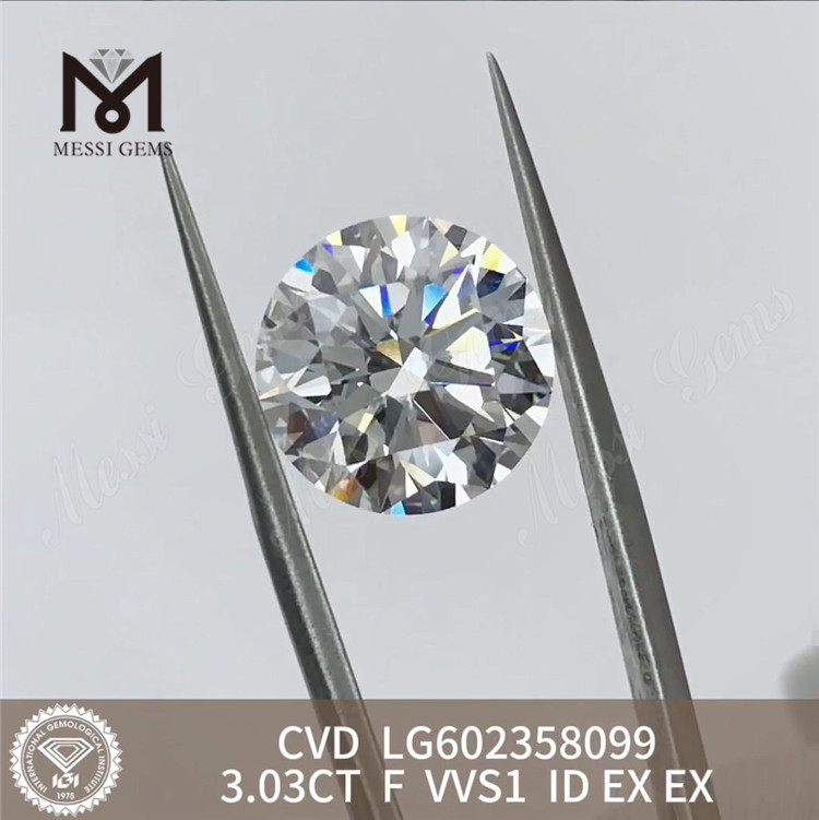 3,03 CT F VVS1 ID EX EX CVD Lab Grown Diamonds für Schmuck LG602358099丨Messigems