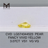 3,07 CT VS1 VG VG PEAR Fancy Vivid Yellow Cvd Diamond CVD LG574344523 