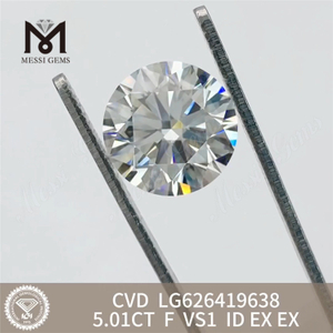 5,01 CT F VS1 ID EX EX Runde, im Labor gezüchtete Diamanten CVD LG626419638丨Messigems