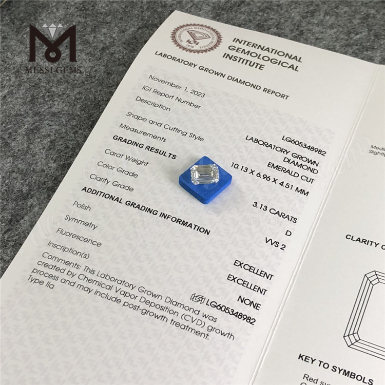 3,13 CT D VVS2 EM 3ct igi-zertifizierte Diamanten für Artisan Jewelry CVD丨Messigems LG605348982
