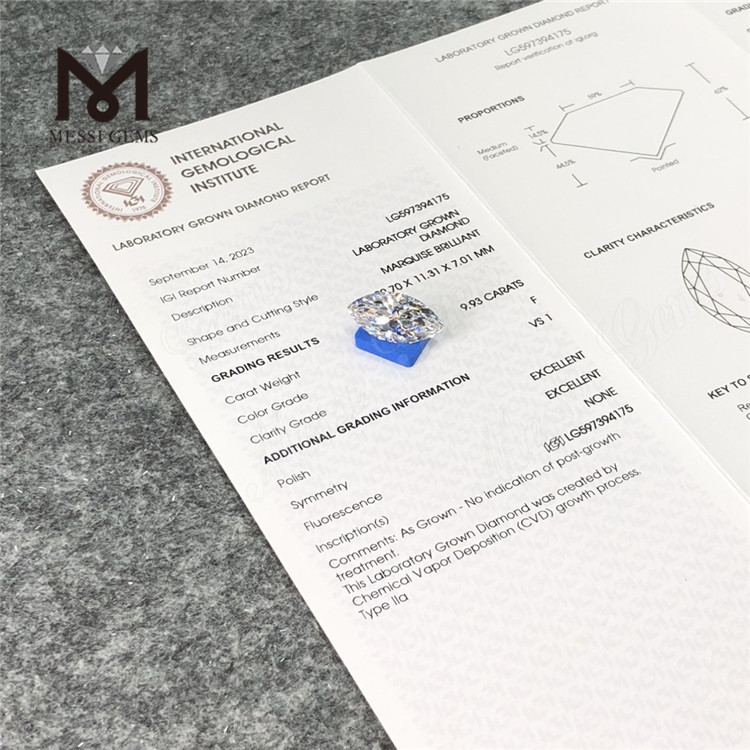 9,93 CT F VS1 EX EX Erweitern Sie Ihren Bestand mit MQ Lab-Grown Diamonds CVD LG597394175丨Messigems