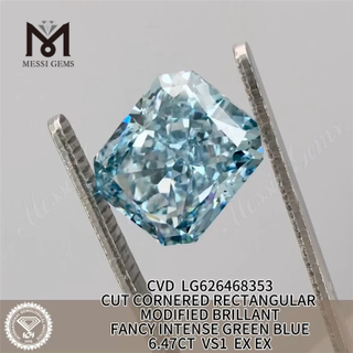 6,47 CT RECHTECKIGER SCHNITT FANCY INTENSE GREEN BLUE VS1 CVD blauer Labordiamant LG626468353 丨Messigems