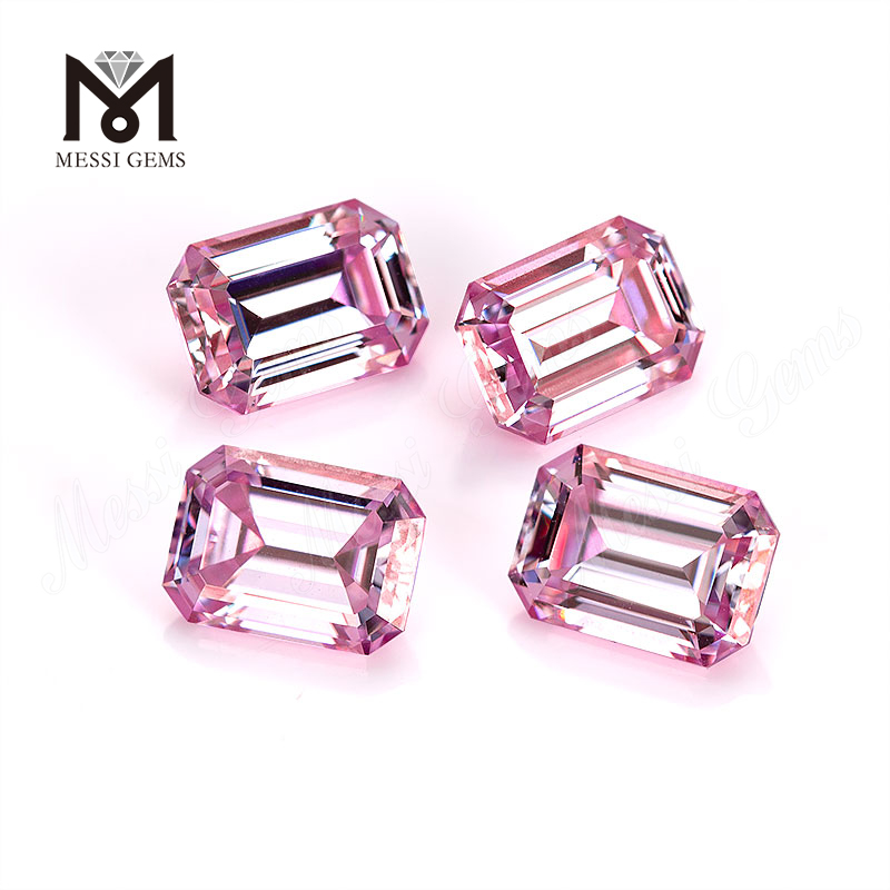 Fabrikpreis 1 Karat 6,5 x 5 mm rosa VVS Moissanite Stein Smaragdschliff für die Schmuckherstellung