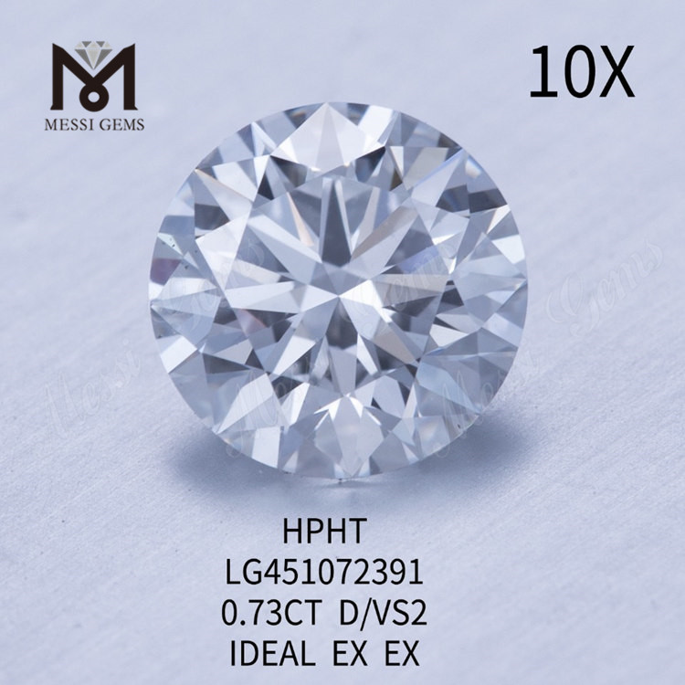 0,73 Karat D VS2 RD IDEAL Cut Grade Labordiamanten HPHT