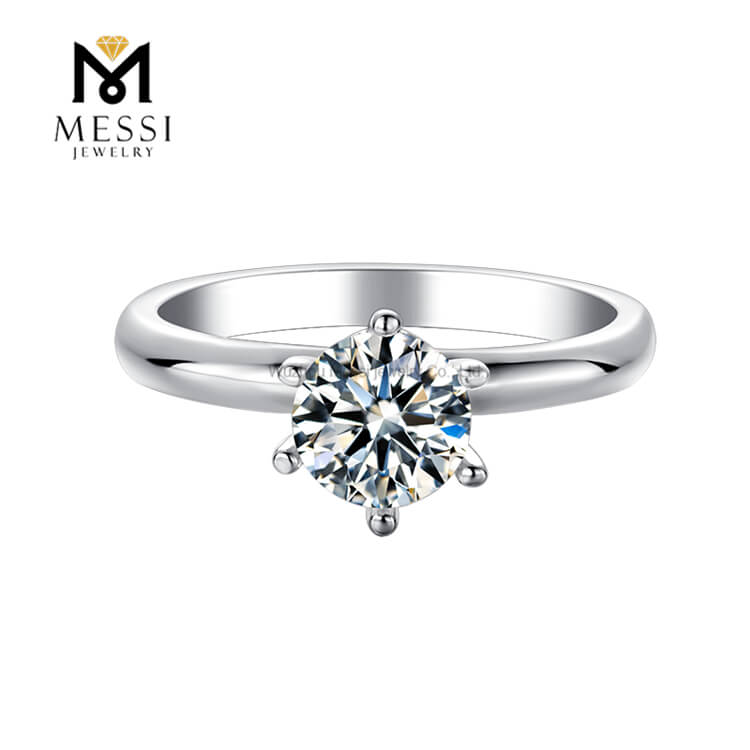1 Karat Moissanite Ring Weißvergoldung Günstiger gefälschter Diamantring 925 Sterling Silberring