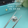 3,03 ct F VS2 Runde Labordiamanten mit VG-Schliff