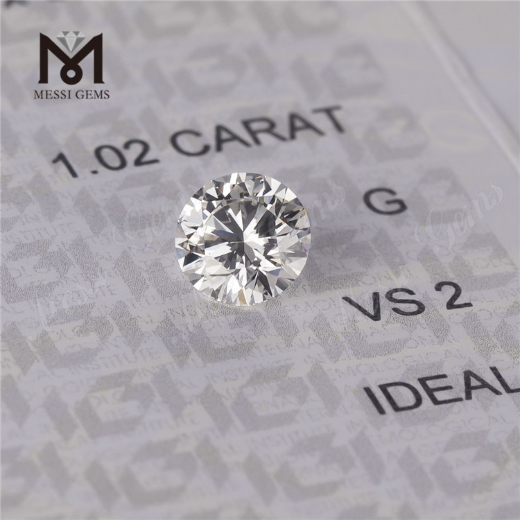 1,02 ct G-Farbe, runder Labordiamant, synthetischer VS2-Diamant