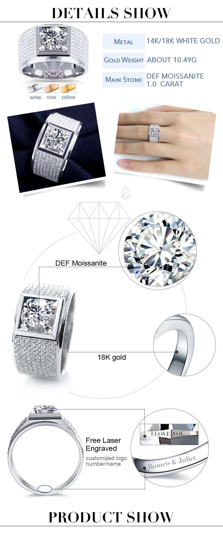 Moissanite Gold Ring Details