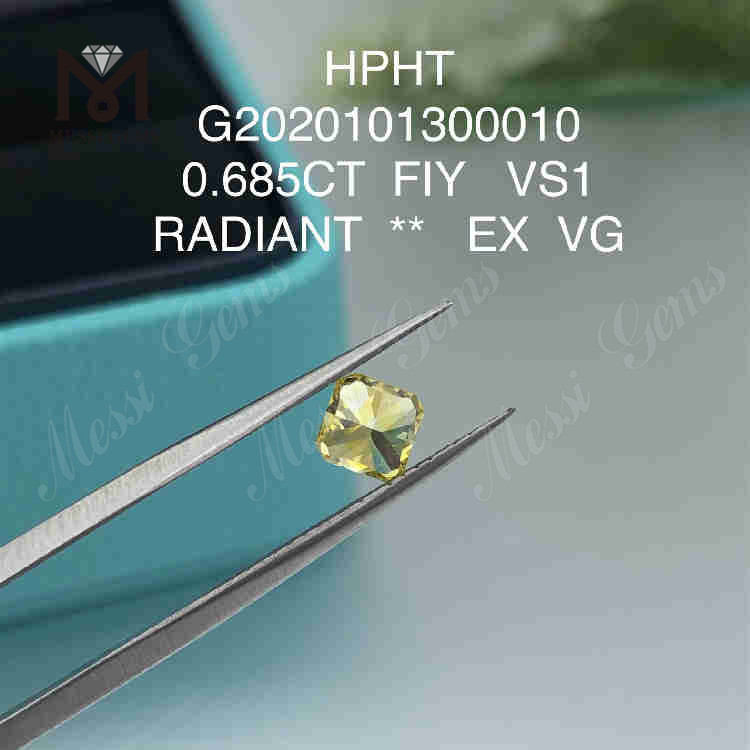 0,685 ct FVY-Diamant im Strahlenschliff im Labor gezüchtet VG